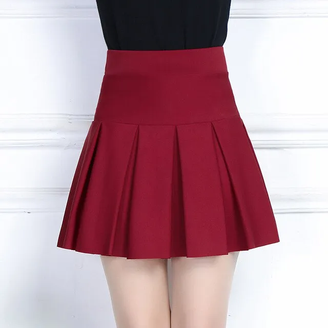 2019 Spring&autumn Women Pleated Skirt Korean Slim Sexy Office Solid Color Stretch High Waist A Line Skirt Plus Size Black Skir