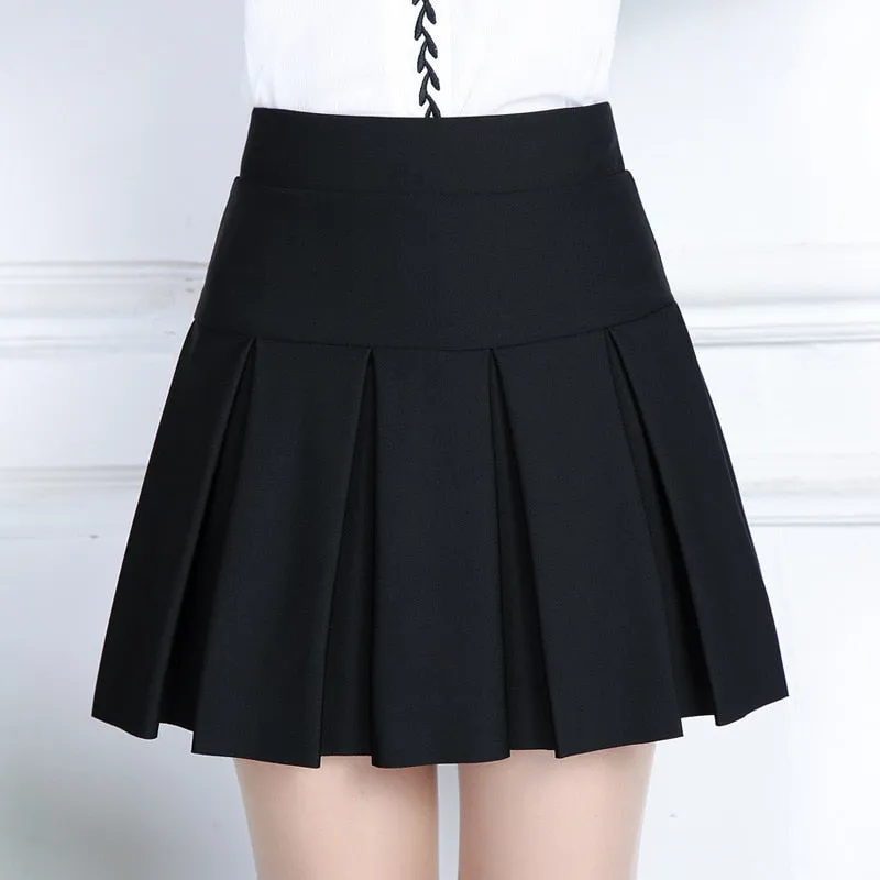 2019 Spring&autumn Women Pleated Skirt Korean Slim Sexy Office Solid Color Stretch High Waist A Line Skirt Plus Size Black Skir