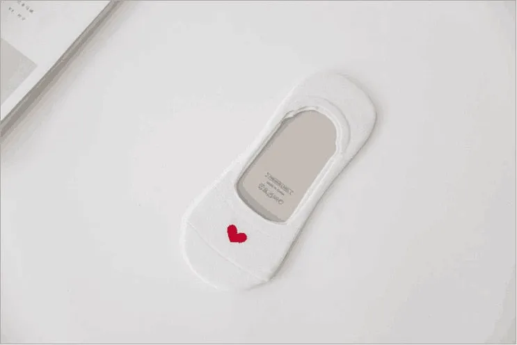 5 paires New Product Woman Socks  Love heart Socks Silica Gel Non-slip Boat Socks Low Help Shallow Mouth
