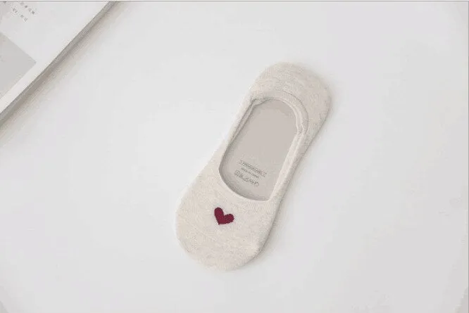 5 paires New Product Woman Socks  Love heart Socks Silica Gel Non-slip Boat Socks Low Help Shallow Mouth
