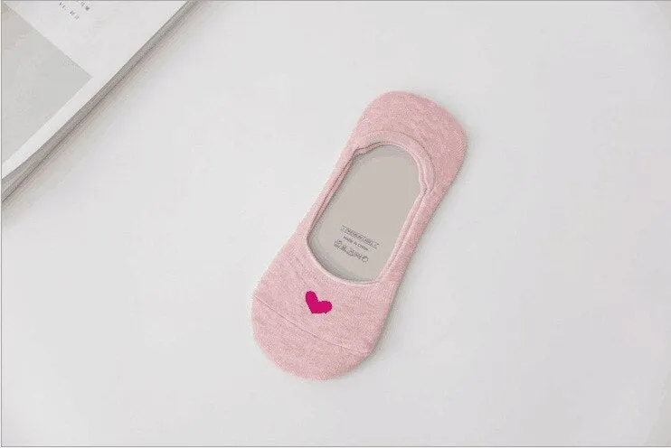 5 paires New Product Woman Socks  Love heart Socks Silica Gel Non-slip Boat Socks Low Help Shallow Mouth