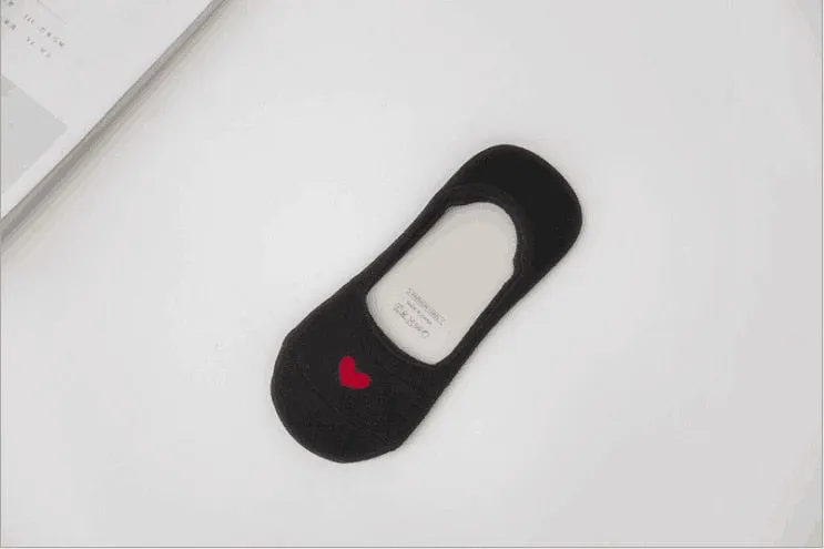 5 paires New Product Woman Socks  Love heart Socks Silica Gel Non-slip Boat Socks Low Help Shallow Mouth