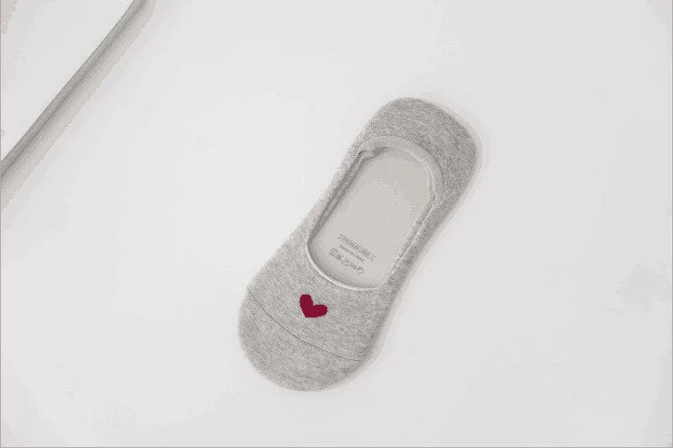 5 paires New Product Woman Socks  Love heart Socks Silica Gel Non-slip Boat Socks Low Help Shallow Mouth