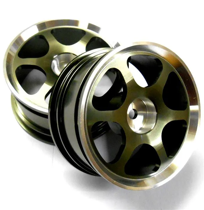 8114T1 1/10 Scale RC Car On Road Touring Wheel Rim Alloy Titanium 6 Spoke x 2