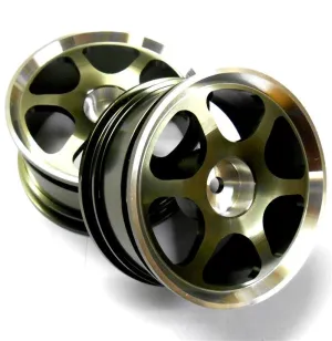 8114T1 1/10 Scale RC Car On Road Touring Wheel Rim Alloy Titanium 6 Spoke x 2