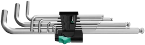 950/9 Hex-Plus 1 L-key set, metric, chrome-plated