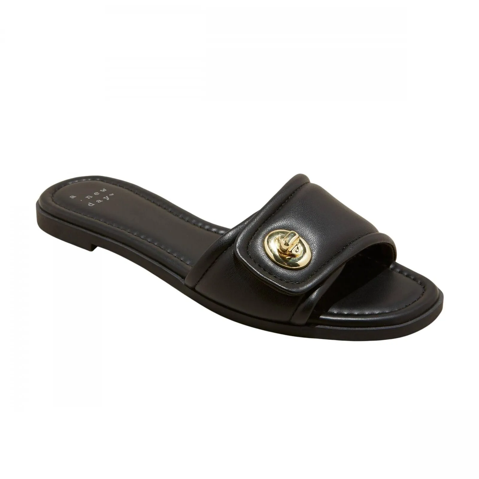 A New Day Womens Audrey Slide Sandals 89998708 Black 10M