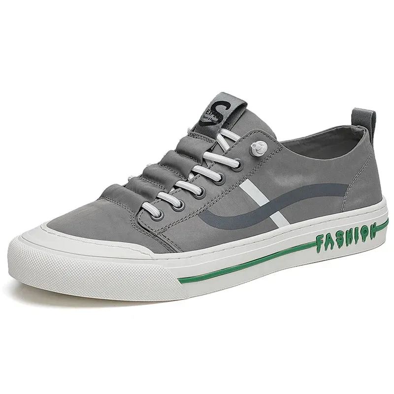ADVBRIDGE  -  Spring and Autumn New Low-top White Green Casual Stripe Fashion Trend Leather Canvas Casual Shoes