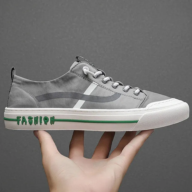 ADVBRIDGE  -  Spring and Autumn New Low-top White Green Casual Stripe Fashion Trend Leather Canvas Casual Shoes