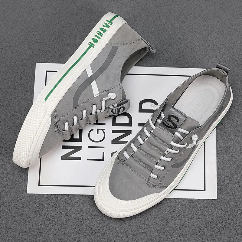 ADVBRIDGE  -  Spring and Autumn New Low-top White Green Casual Stripe Fashion Trend Leather Canvas Casual Shoes