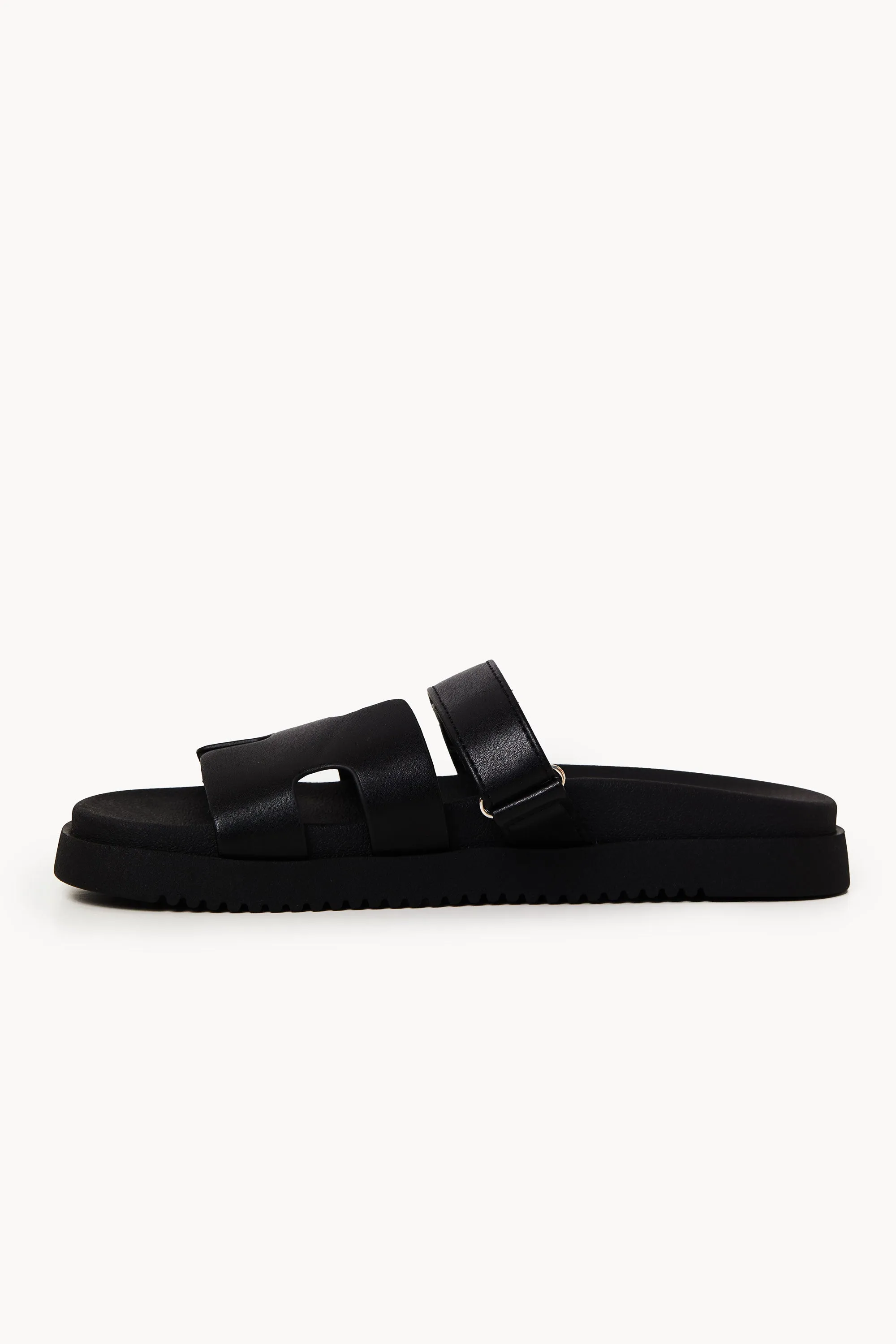 Alara Black Platform Slide-On Sandals