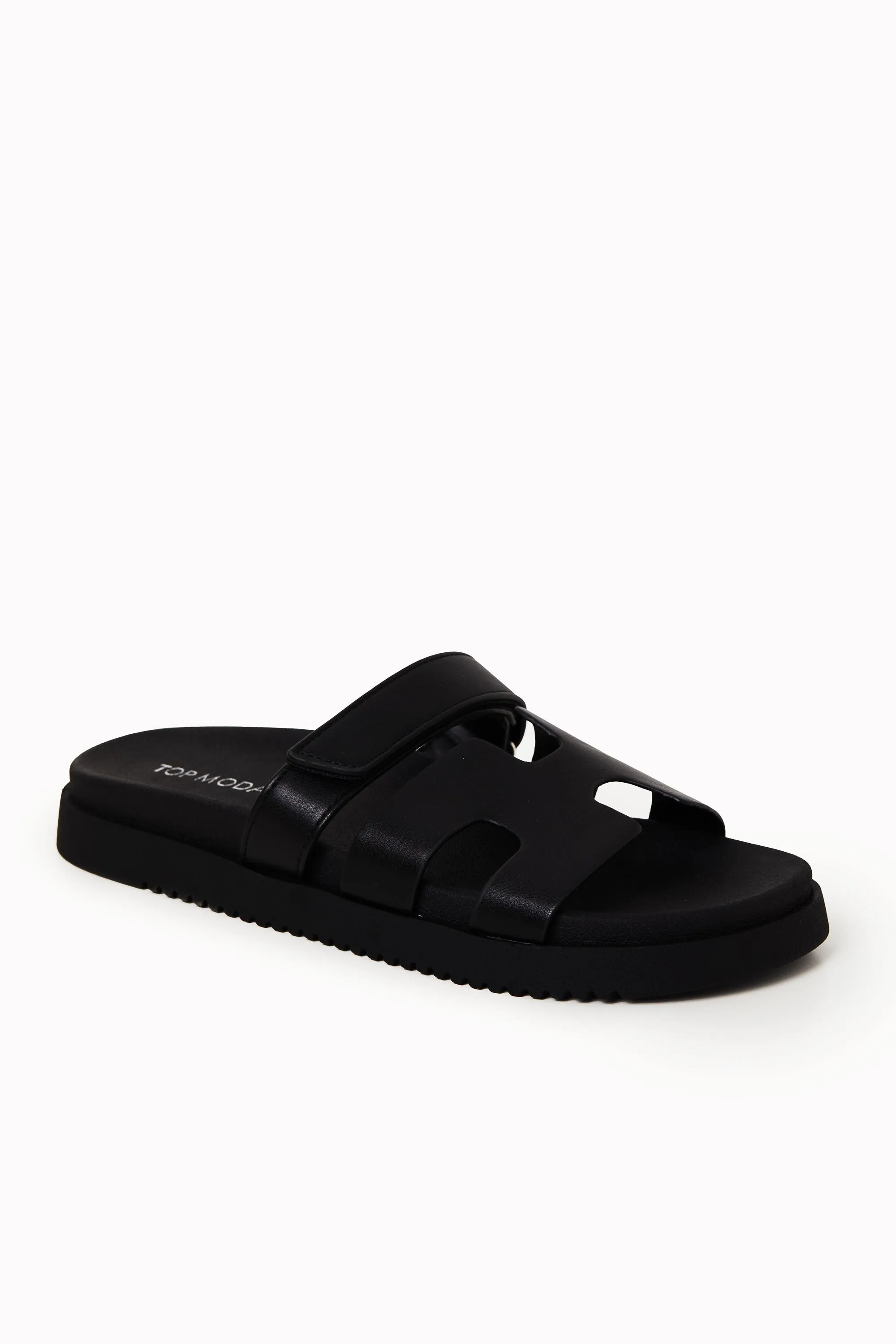 Alara Black Platform Slide-On Sandals
