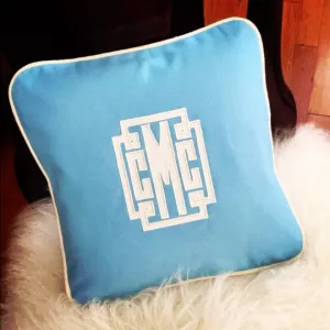 Applique Monogrammed Canvas Pillow