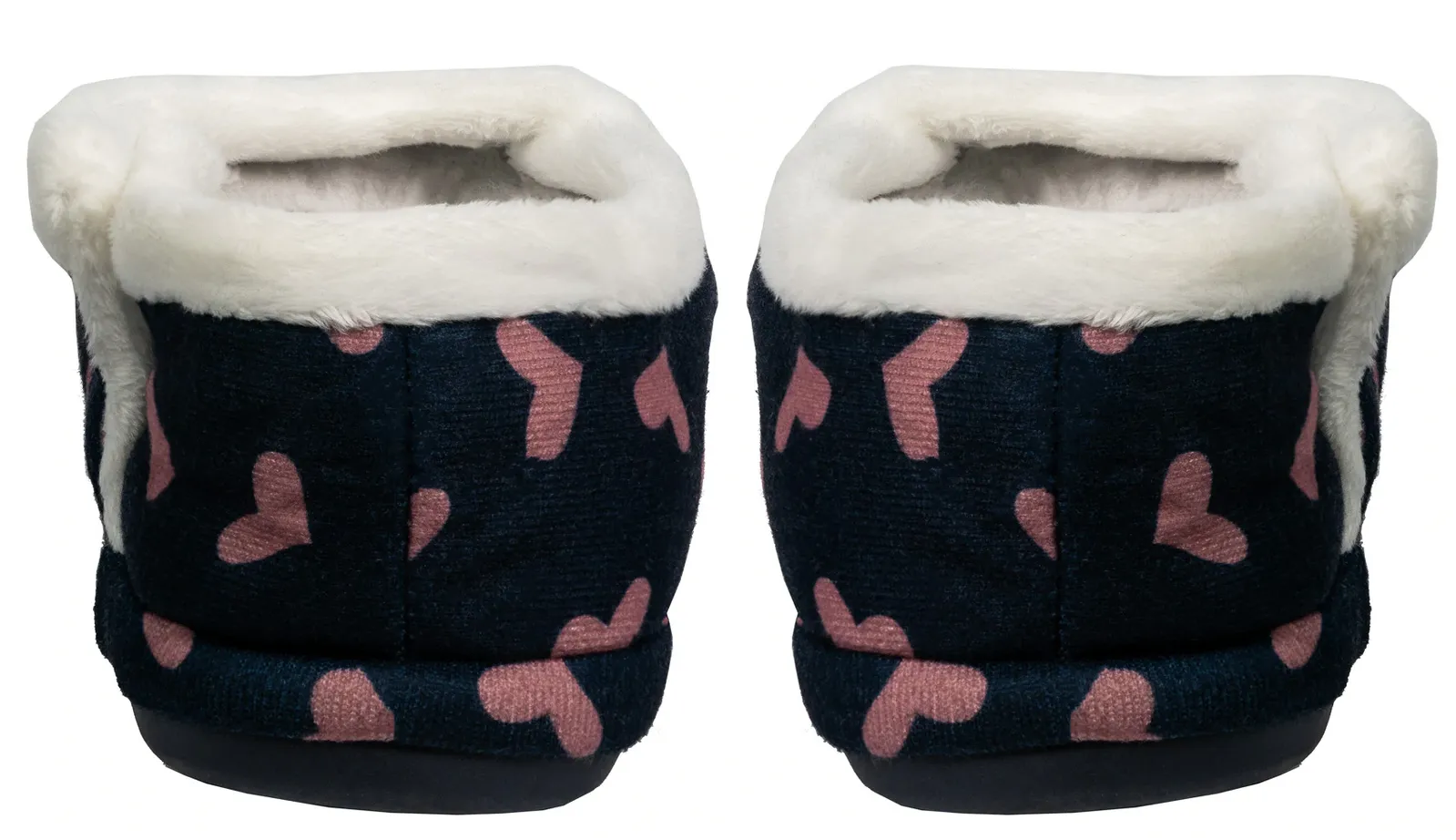 ARCHLINE Orthotic Slippers CLOSED Arch Scuffs Moccasins Pain Relief - Navy with Hearts - EUR43