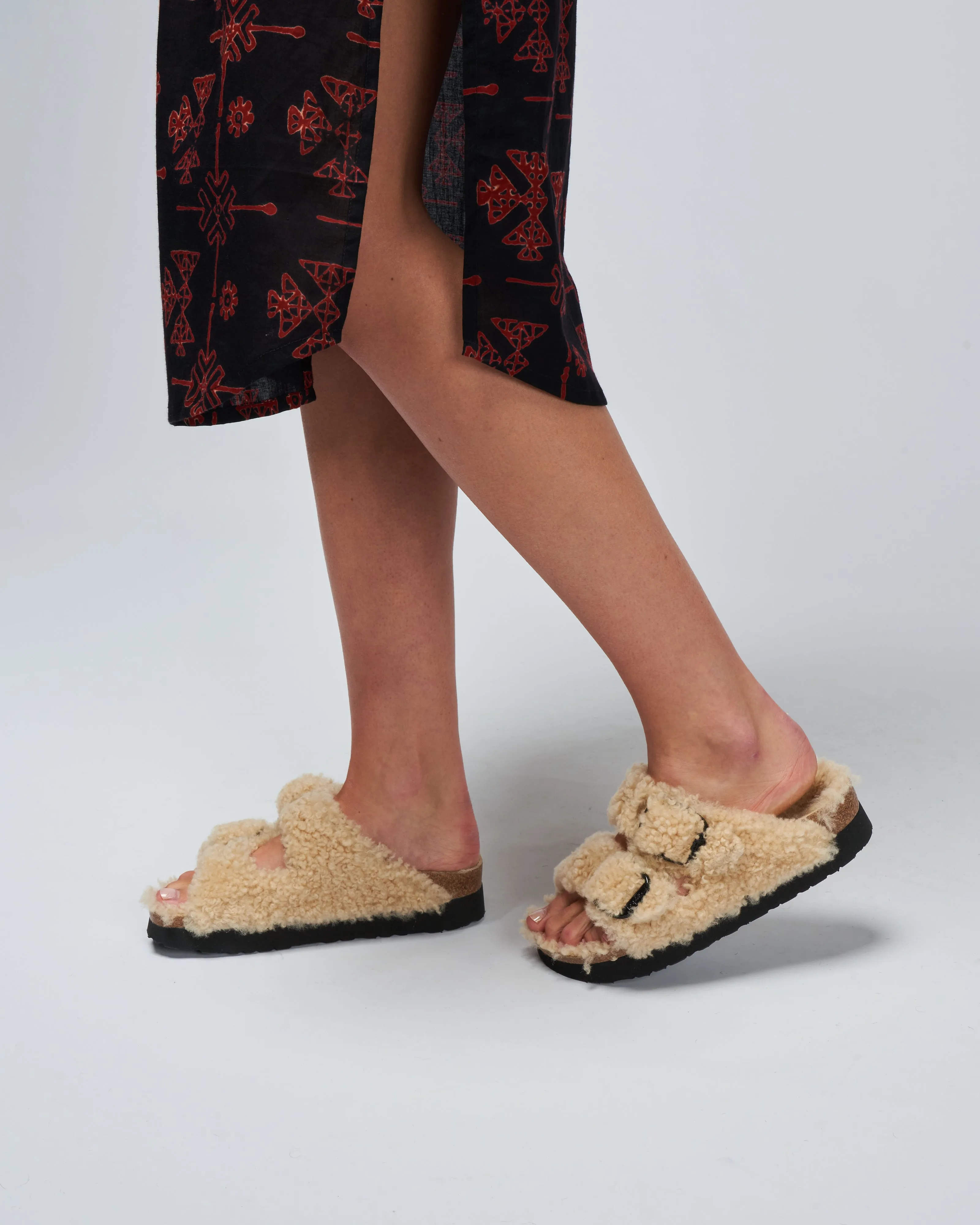 arizona platform shearling wedge - teddy eggshell shearling
