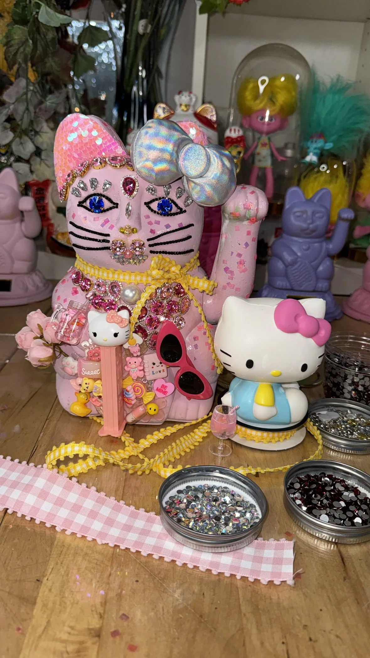 Bedazzled Maneki Neko Hello Kitty Lucky Cat