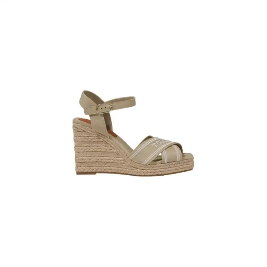 Beige Wedge Sandal with Ankle Strap