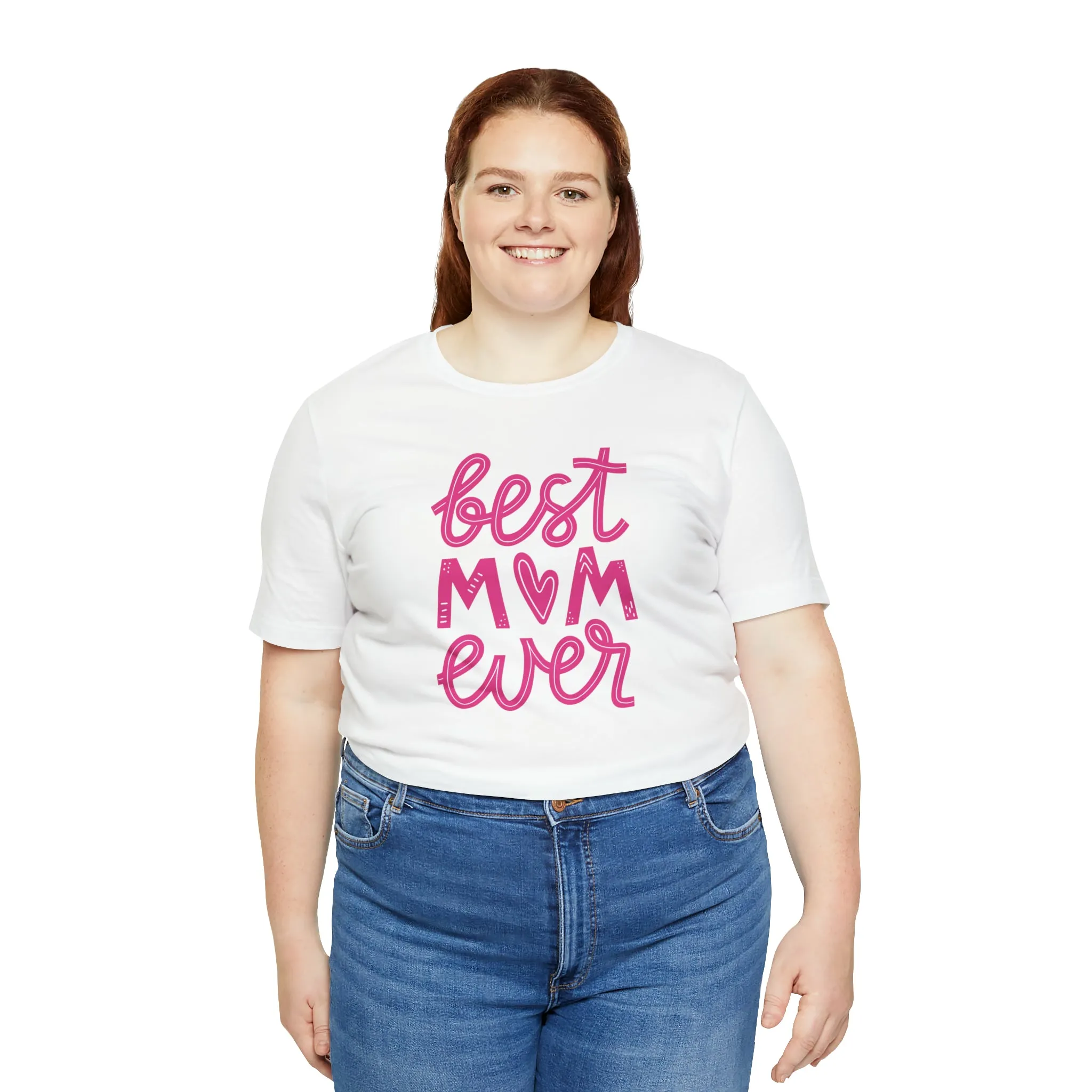 Best Mom Ever Pink Heart T-Shirt | Love You Mama Tee |  Bella Canvas 3001 Unisex |  Mother Short Sleeve Tshirt
