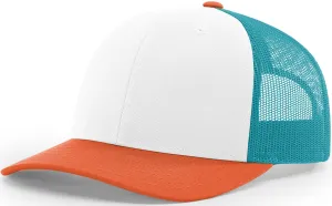 Blank Low Profile Trucker White Hawaiian Blue Pale Orange