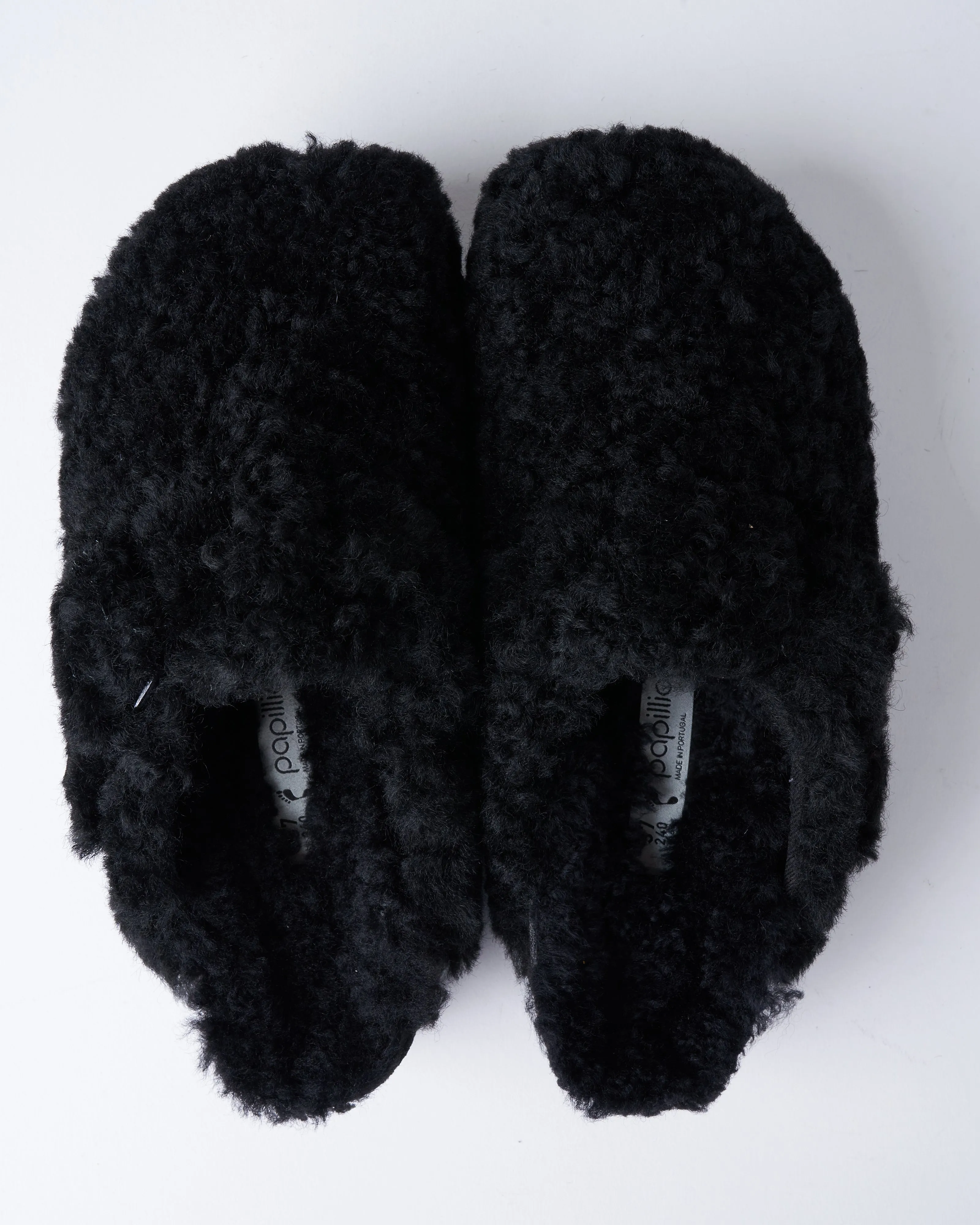 boston platform big buckle wedge - teddy black shearling