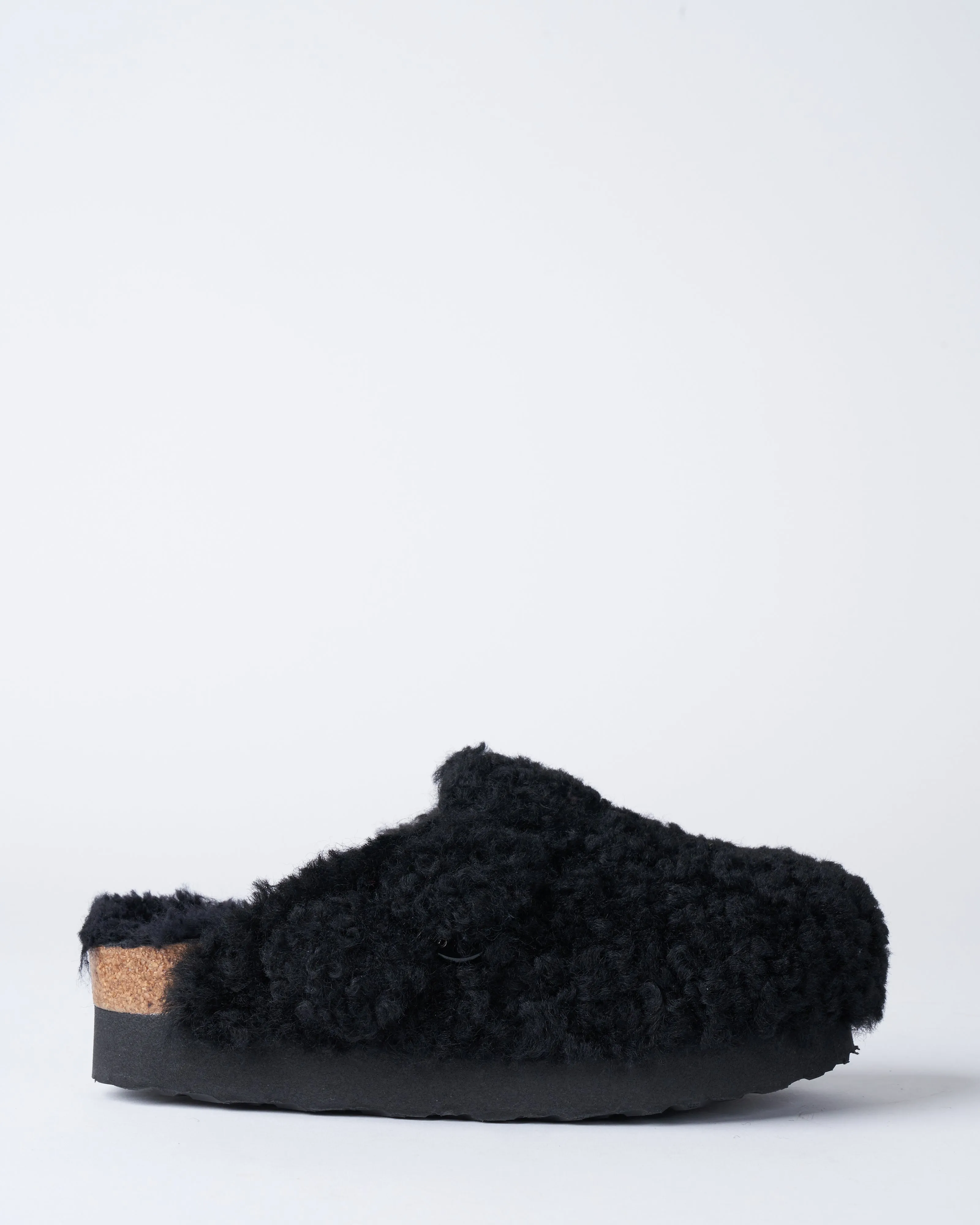 boston platform big buckle wedge - teddy black shearling