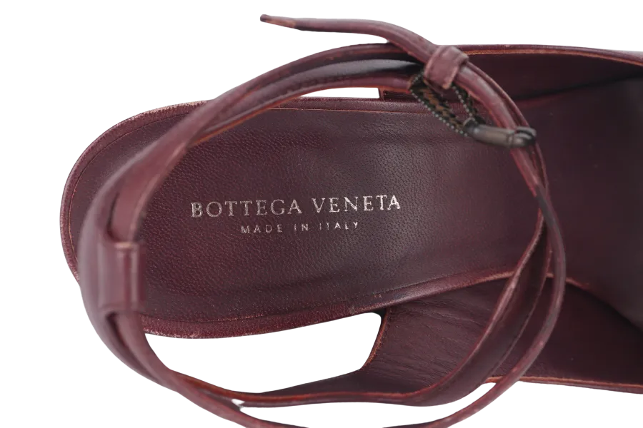 BOTTEGA VENETA WEDGE PUMPS MAROON LEATHER SIZE 35.5