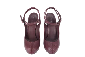BOTTEGA VENETA WEDGE PUMPS MAROON LEATHER SIZE 35.5