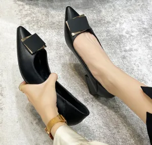 Bow Pumps Medium Chunky Heel Shoes for Woman 2688