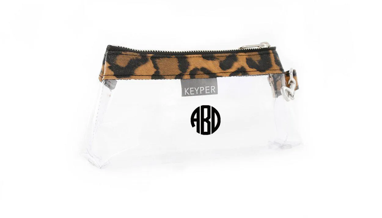 Brown Leopard Vegan Leather CLEAR Bag with monogram