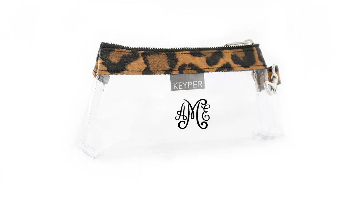Brown Leopard Vegan Leather CLEAR Bag with monogram