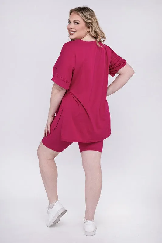 Brushed DTY Microfiber V-Neck Top & Biker