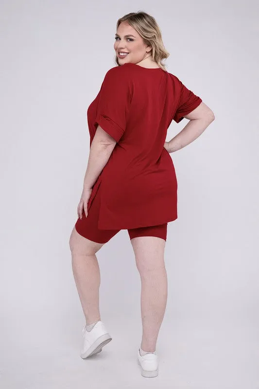 Brushed DTY Microfiber V-Neck Top & Biker
