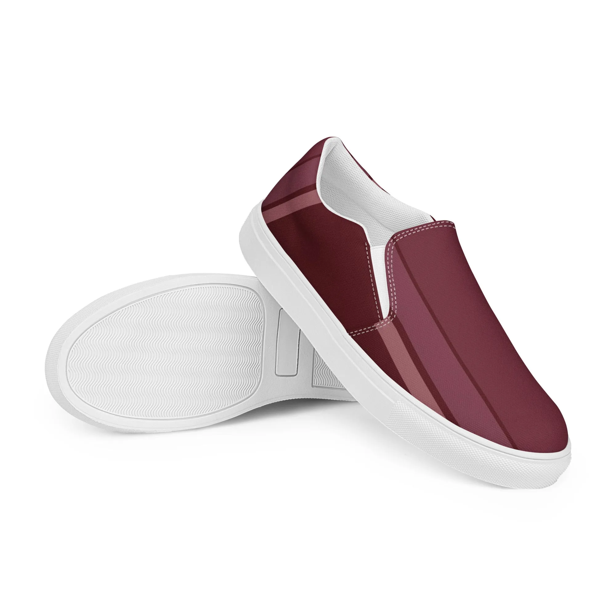 Burgundy Vertical - Sustainably Made Women's  Slip-On Canvas Shoes