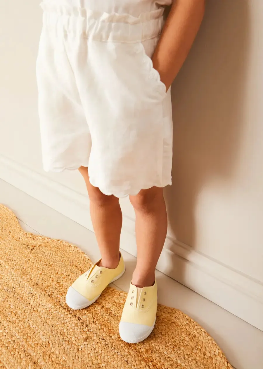 Canvas Plimsols in Cream (20-35EU)