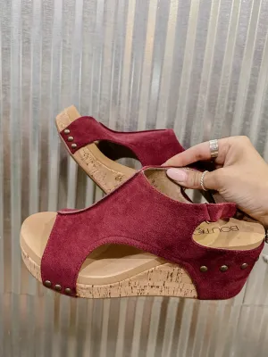 Carley Dark Red Suede Wedge