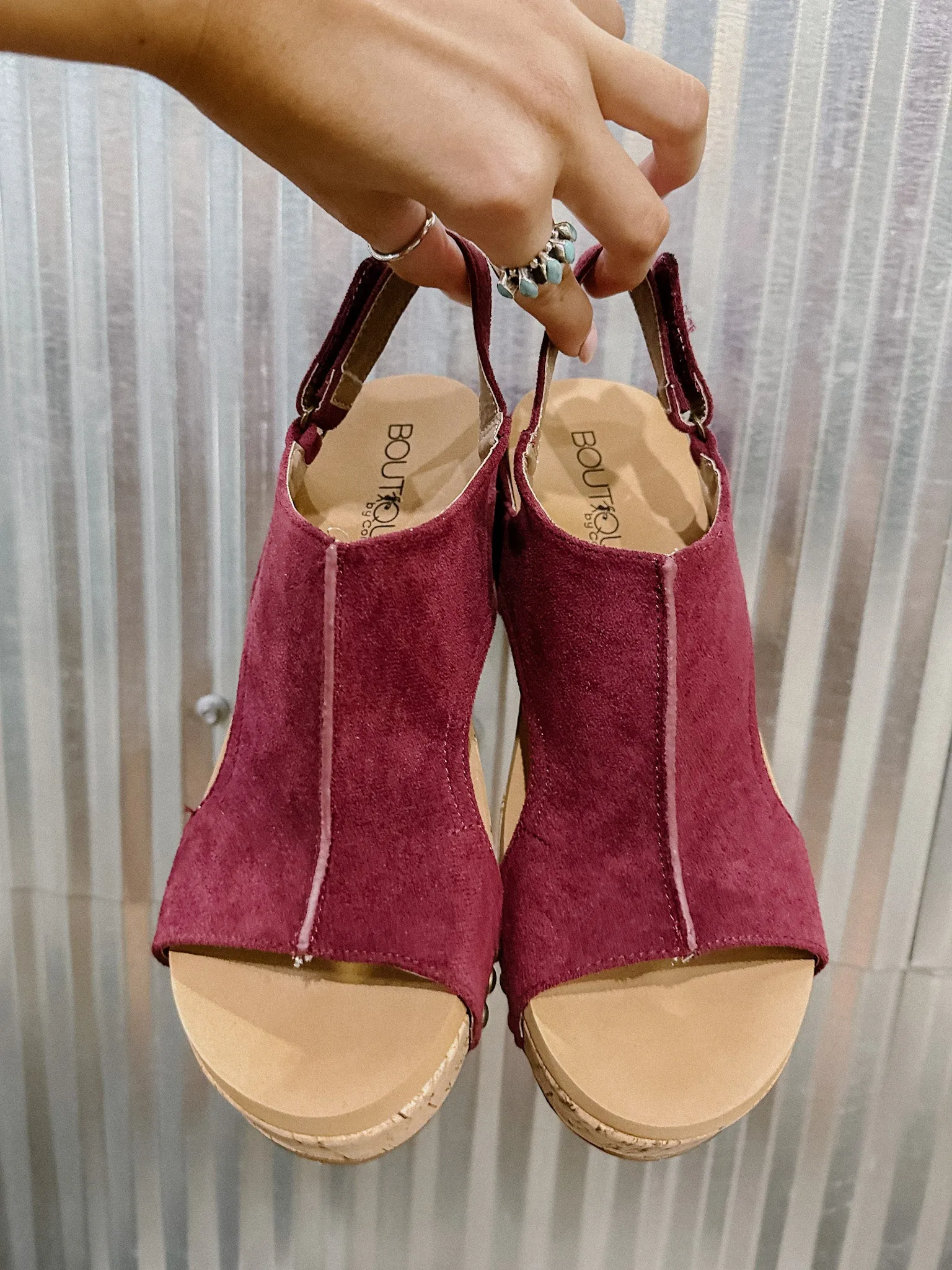 Carley Dark Red Suede Wedge