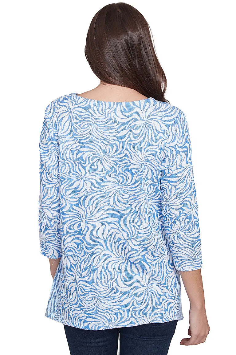 Casual Luxe Jacquard V-Neck Top