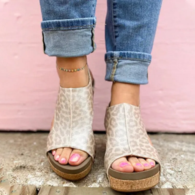 Casual Patchwork Opend Wedges Shoes