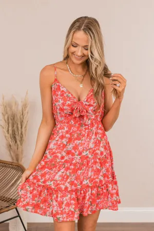 Catching Roses Mini Dress- Red
