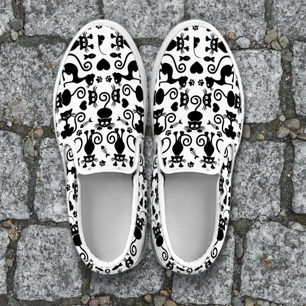 Cats White Slip Ons