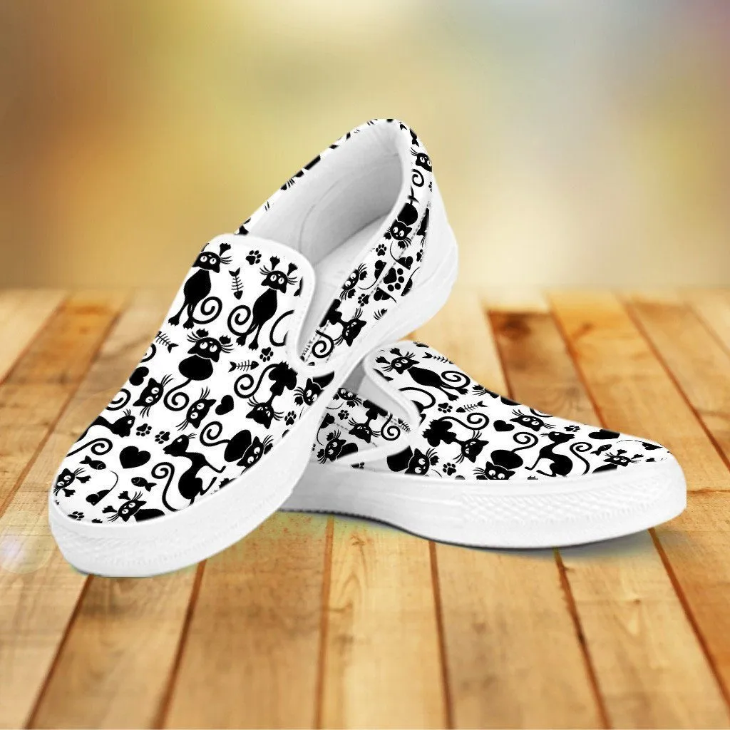 Cats White Slip Ons