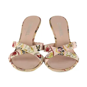 Chanel Pink Logo Print Heels