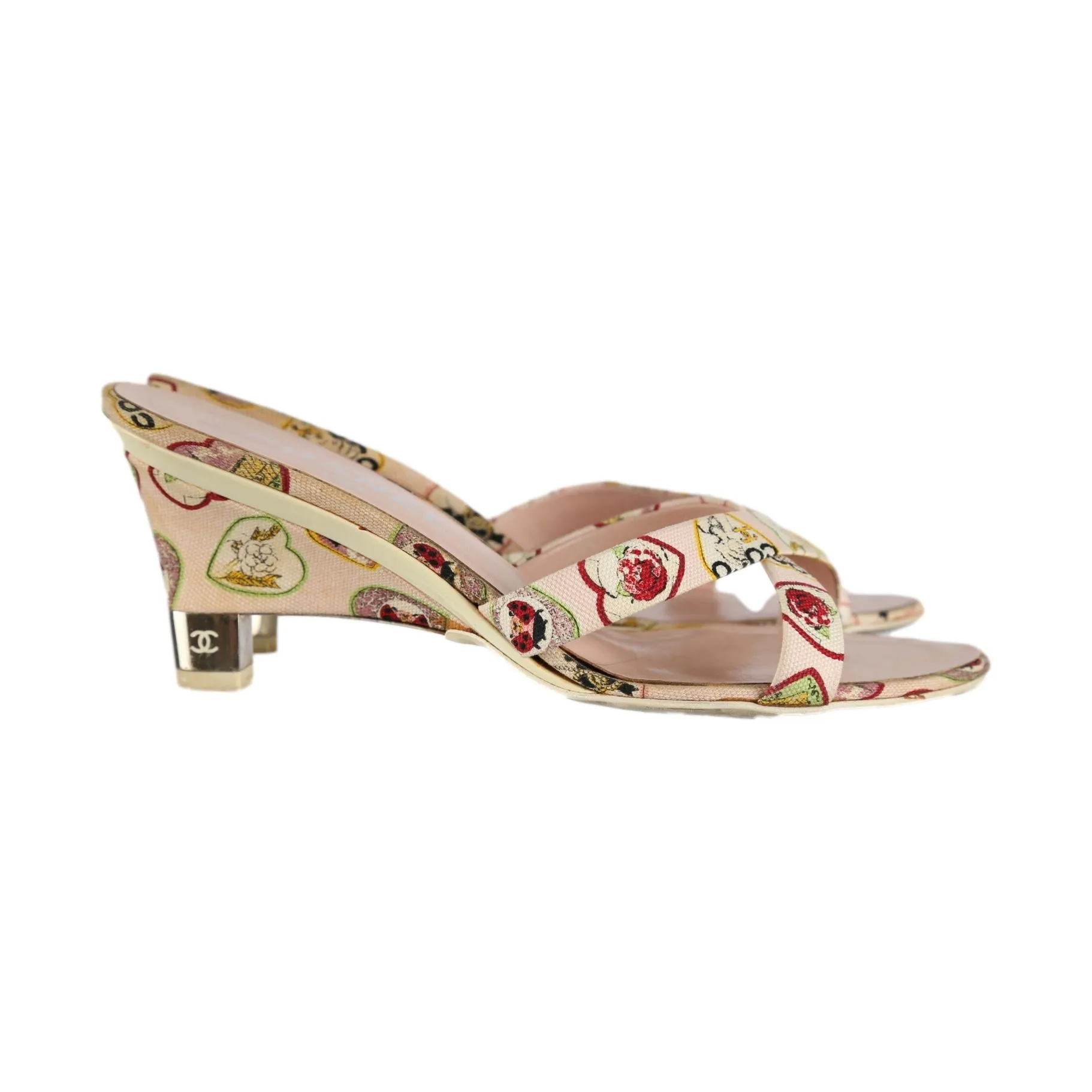 Chanel Pink Logo Print Heels