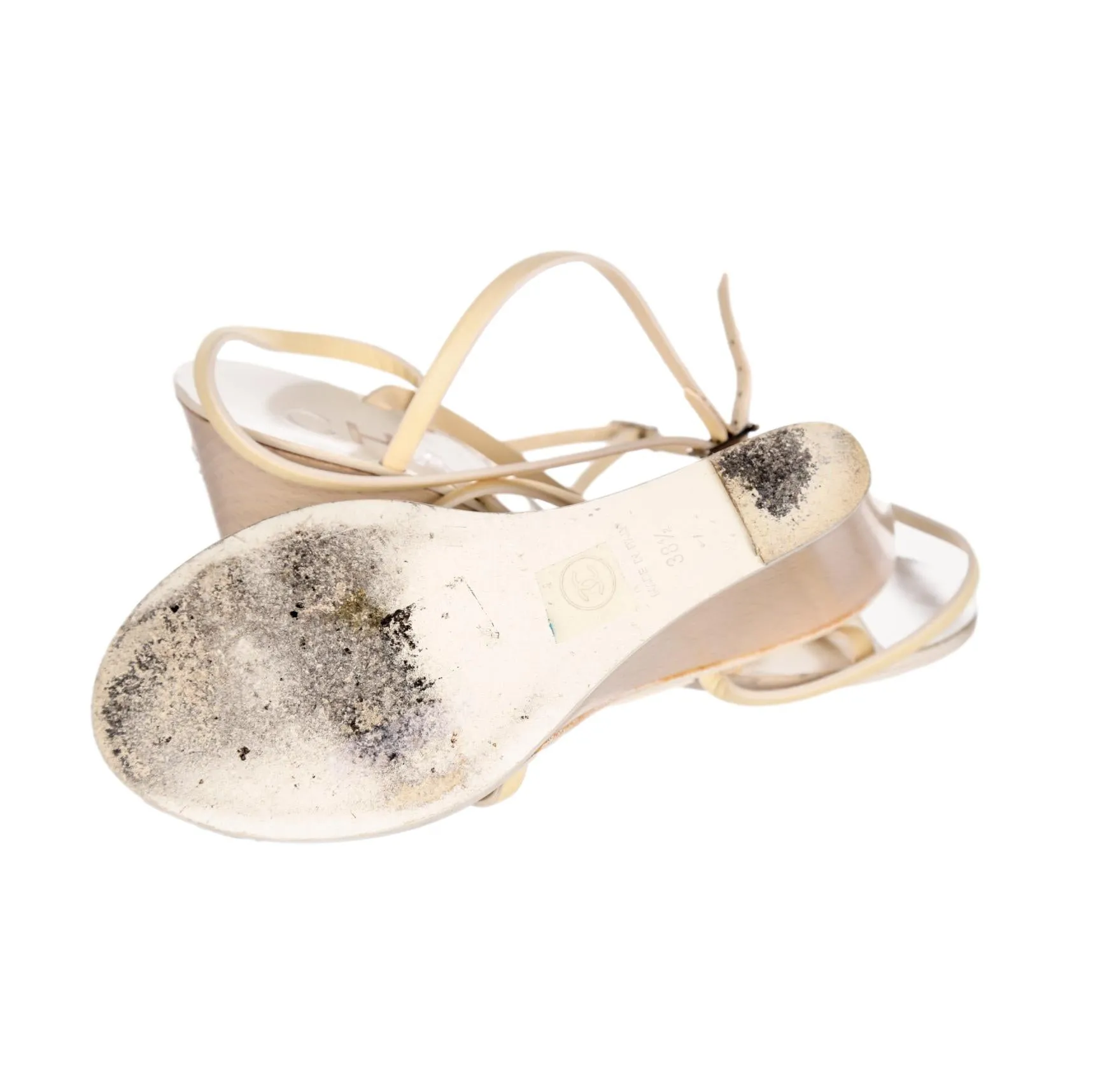Chanel White Strap Wedge