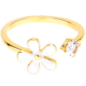 Clear Gem Hippie Flower Golden Adjustable Toe Ring