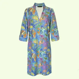 Coco Dress in Paisley Pachyderms Periwinkle