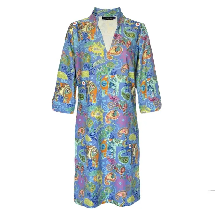 Coco Dress in Paisley Pachyderms Periwinkle