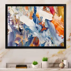 Colorful Abstract Painting Strokes XII - Print on Canvas Wrought Studio™ Size: 16" H x 32" W x 1" D Format: Black Picture Framed