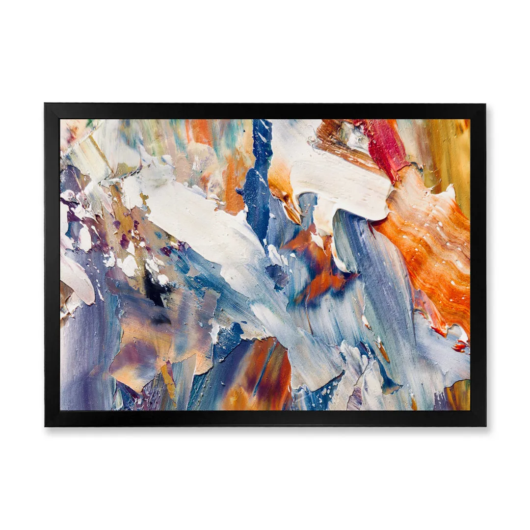 Colorful Abstract Painting Strokes XII - Print on Canvas Wrought Studio™ Size: 16" H x 32" W x 1" D Format: Black Picture Framed