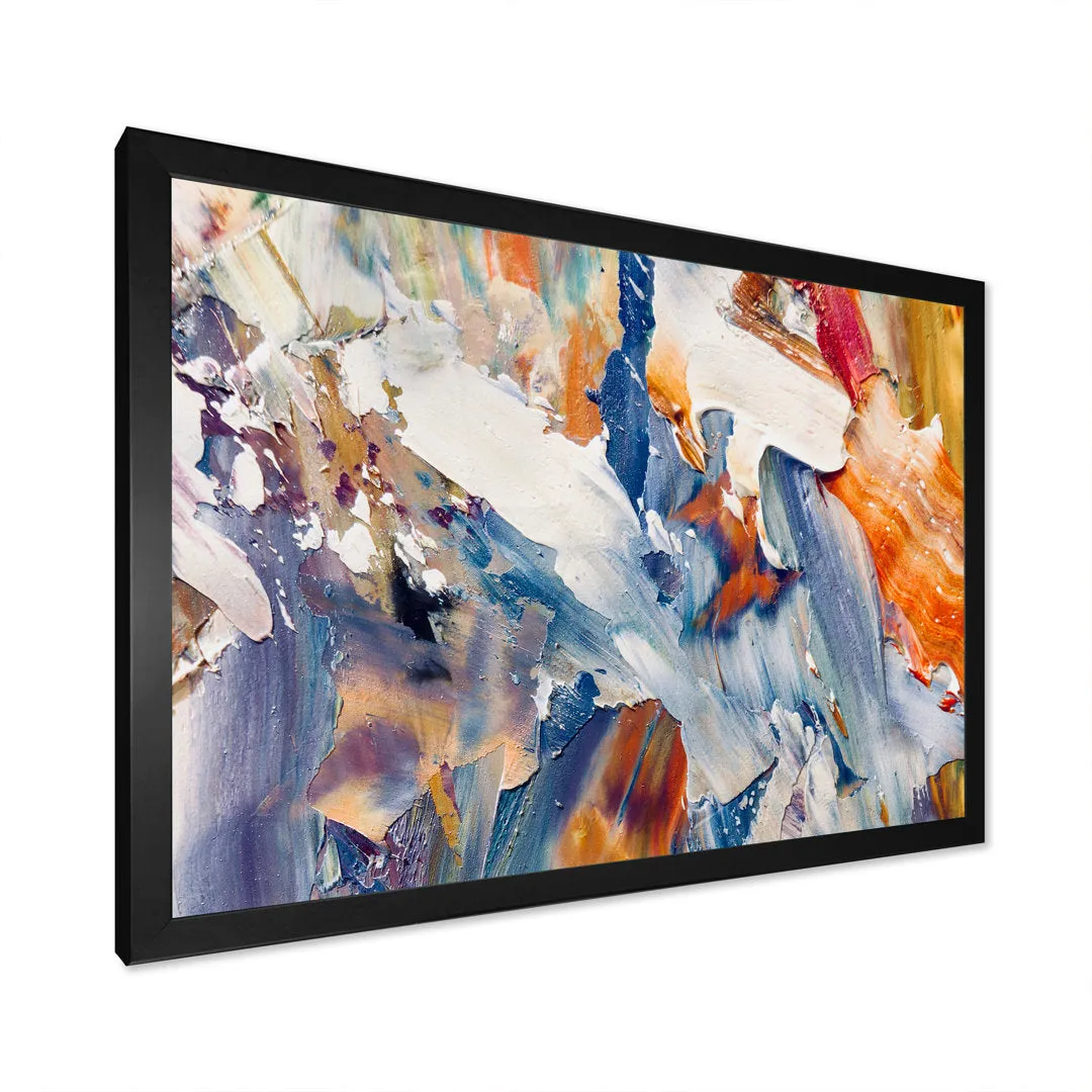 Colorful Abstract Painting Strokes XII - Print on Canvas Wrought Studio™ Size: 16" H x 32" W x 1" D Format: Black Picture Framed